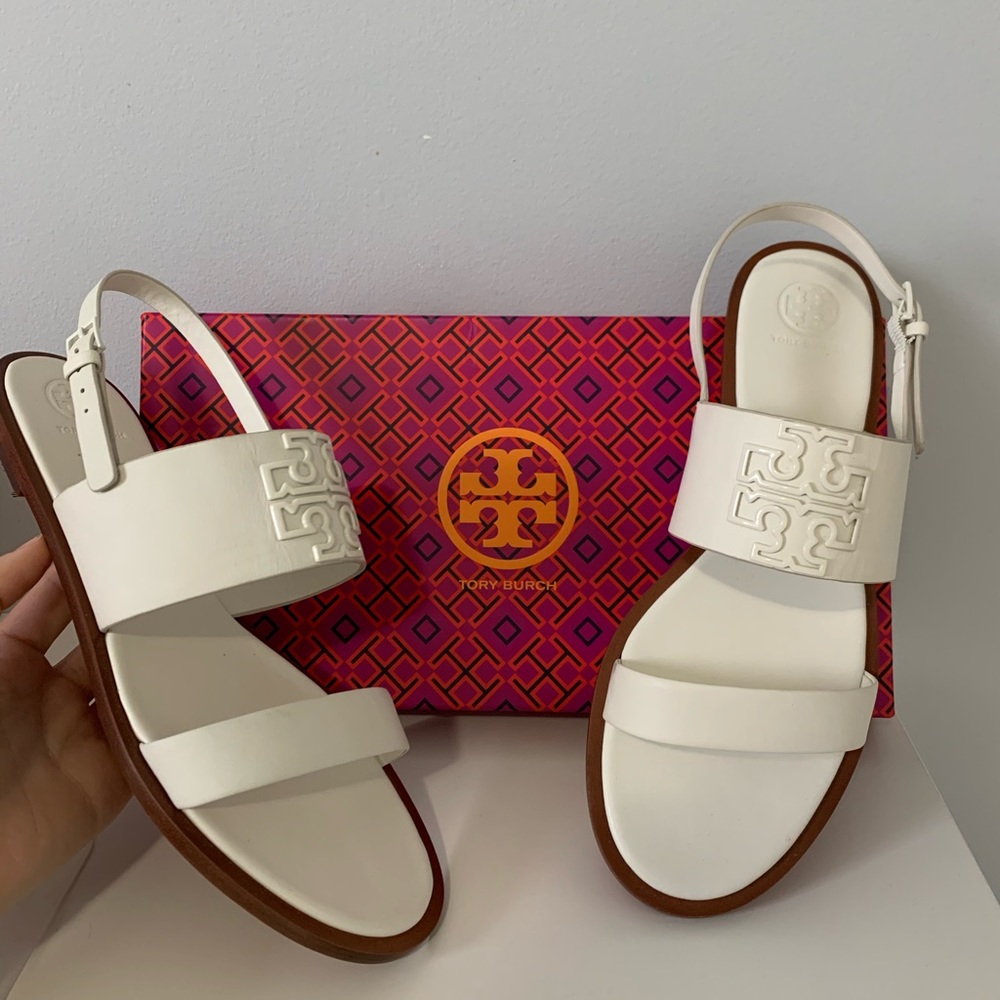 NWT Tory Burch Melinda Powder Coated Sandal White